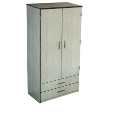 Contempo Double Door Wardrobe w/2 Bottom Drawers, Interior Shelf & Clothes Rod, 36"W, 78"H