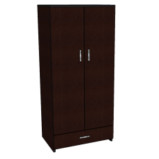 Contempo Double Door Wardrobe w/1 Bottom Drawer, Interior Shelf & Clothes Rod, 36"W, 78"H