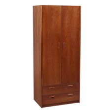 Nittany Double Door Wardrobe w/2 Bottom Drawers, Interior Shelf & Clothes Rod, 36"W, 78"H