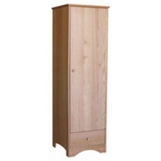 Shaker Single Door Wardrobe w/1 Bottom Drawer & Clothes Rod, 24"W, 60"H