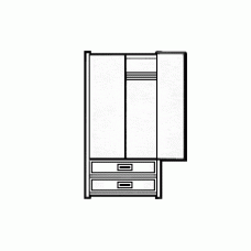 Woodcrest Double Door Wardrobe w/2 Bottom Drawers, Interior Shelf & Clothes Rod, 36"W, 78"H