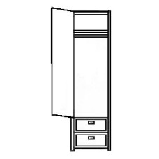 Woodcrest Single Door Wardrobe w/2 Bottom Drawers, Interior Shelf & Clothes Rod, 24"W, 78"H