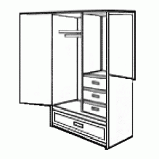 Woodcrest Wardrobe Chest w/Double Door, 1 Large Bottom Drawer, 3 Drawers on Right Side, Interior Shelf & Clothes Rod, 36"W